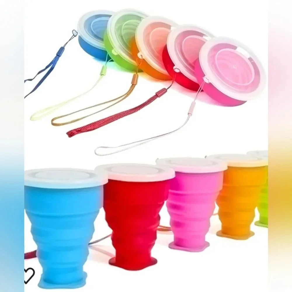 1 Pink Stouge Silicone Collapsable Cups